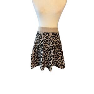 NWT Candie’s black and cream leopard print knit swing skirt - L